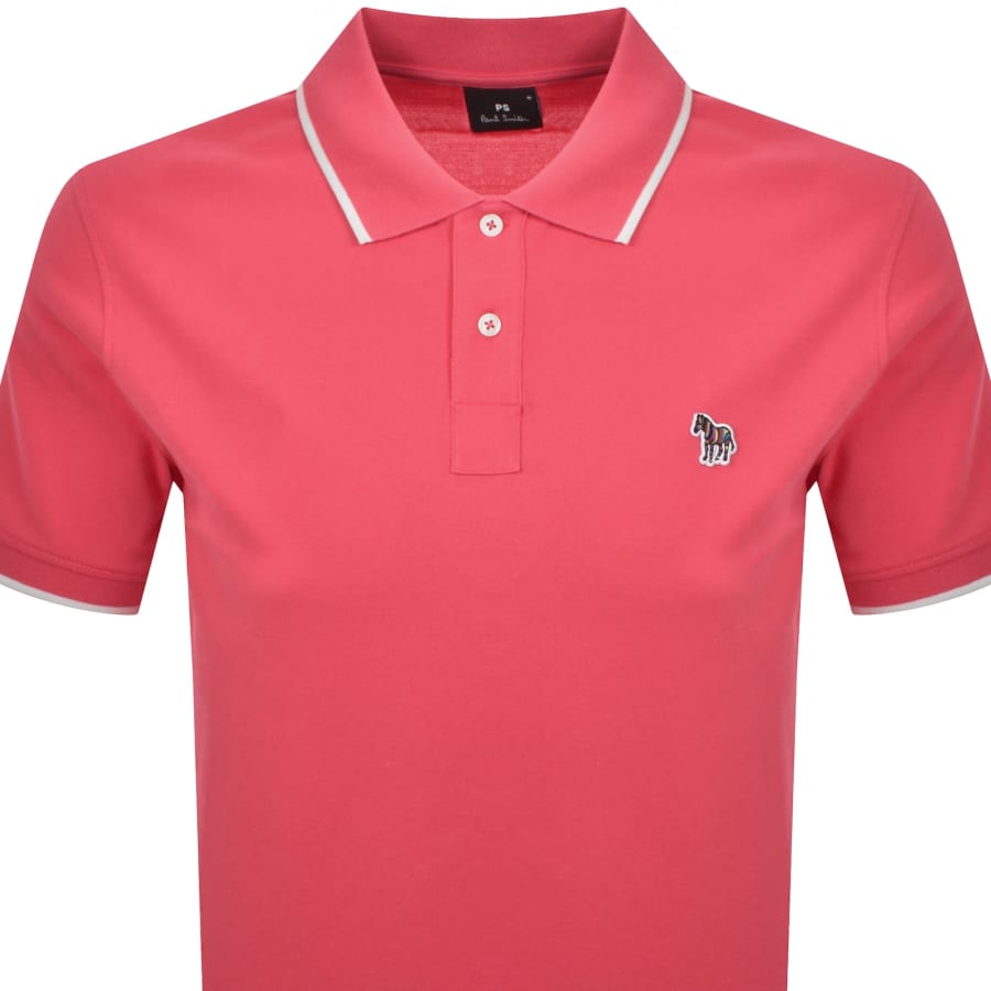 Image number 2 for Paul Smith Tipped Polo T Shirt Hot Pink