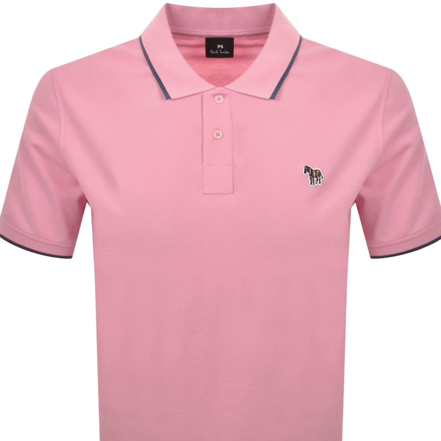 Image number 2 for Paul Smith Tipped Polo T Shirt Pink