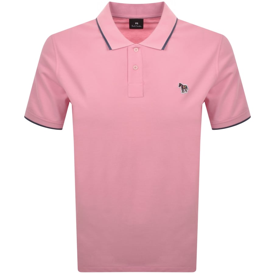 Image number 1 for Paul Smith Tipped Polo T Shirt Pink