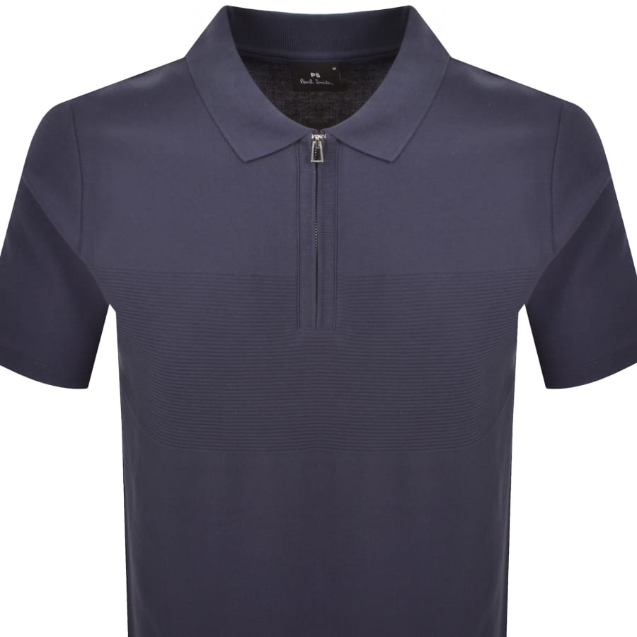 Image number 2 for Paul Smith Regular Fit Zip Polo Blue