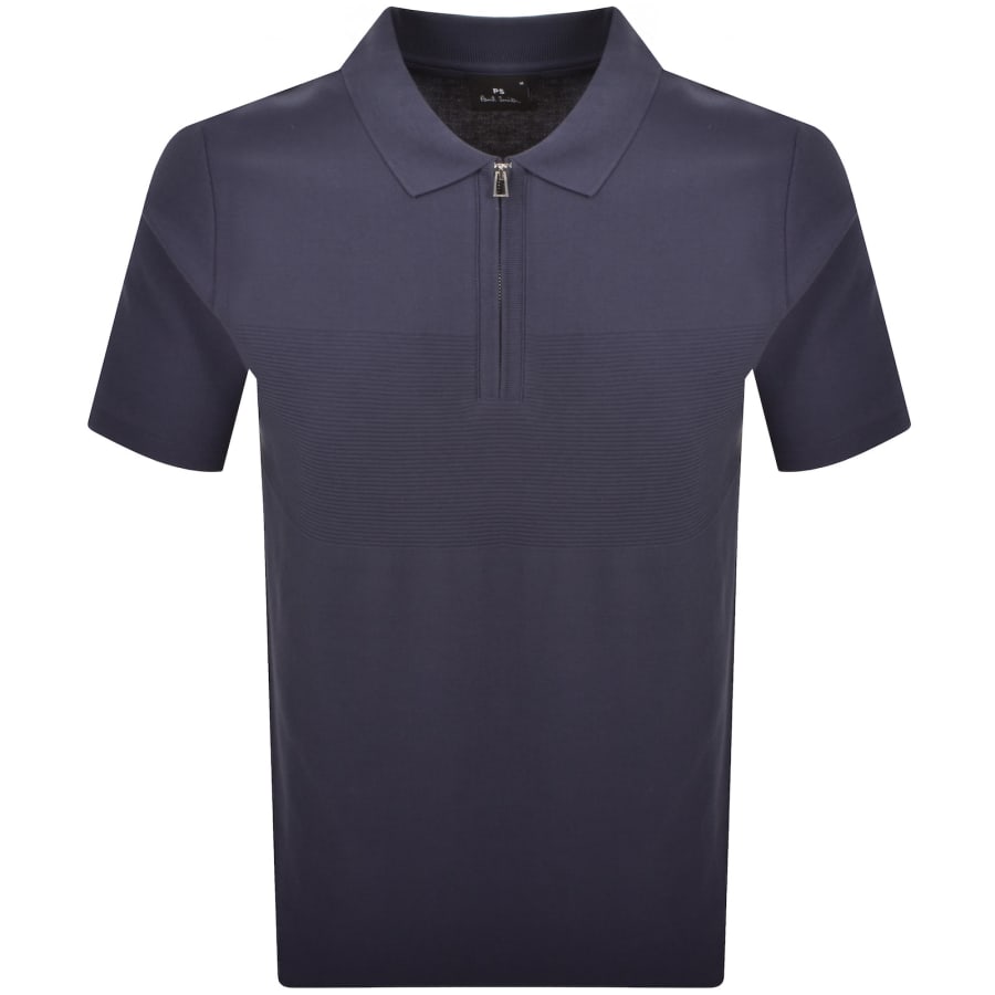 Image number 1 for Paul Smith Regular Fit Zip Polo Blue