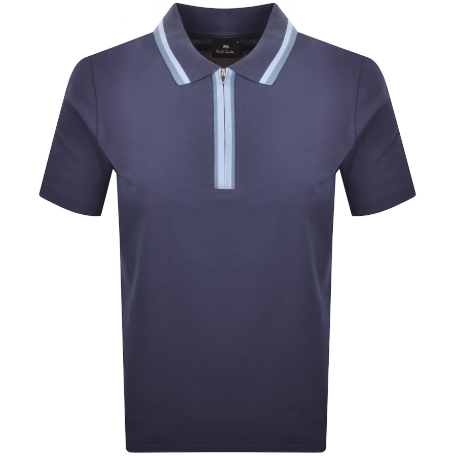 Image number 1 for Paul Smith Tipped Polo T Shirt Blue