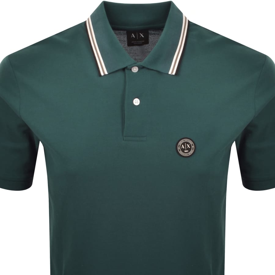 Image number 2 for Armani Exchange Tipped Polo T Shirt Green