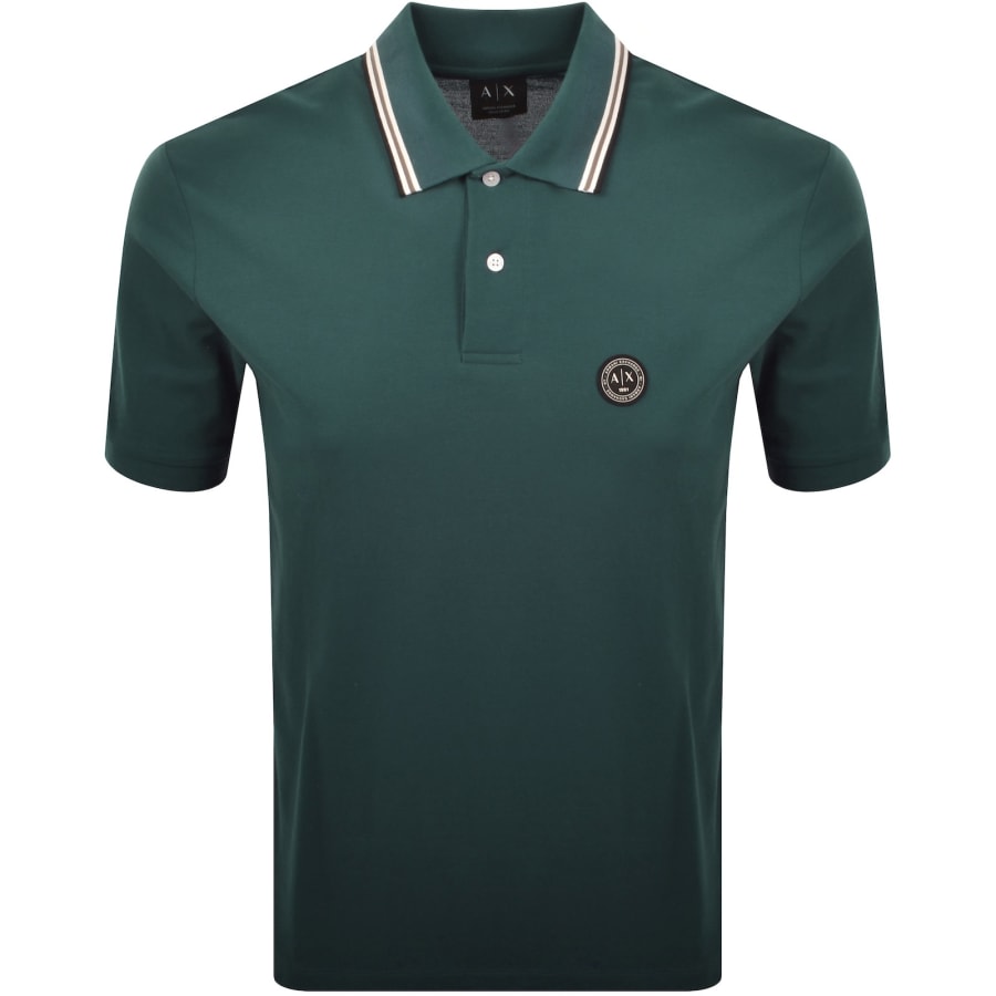 Image number 1 for Armani Exchange Tipped Polo T Shirt Green