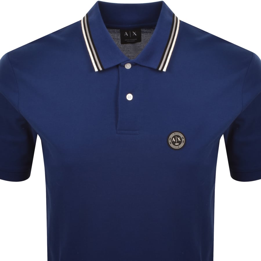 Image number 2 for Armani Exchange Tipped Polo T Shirt Blue