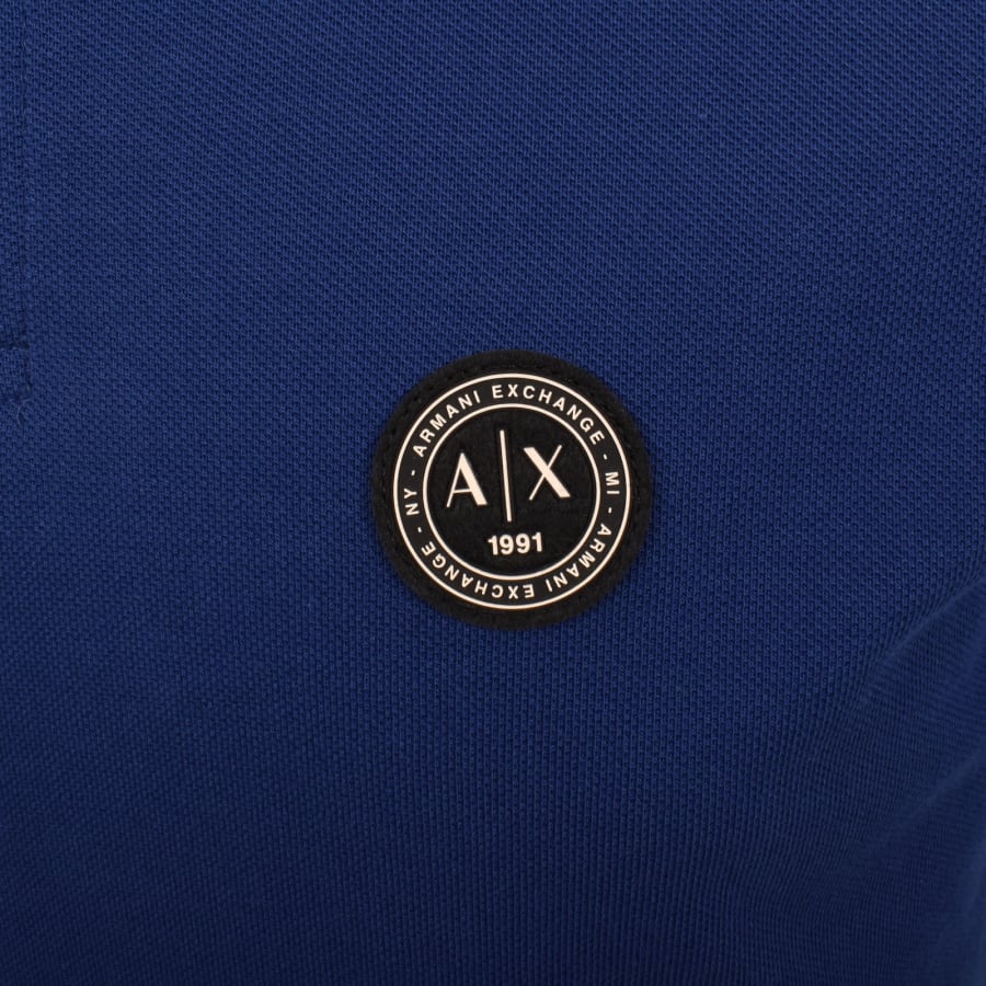 Image number 3 for Armani Exchange Tipped Polo T Shirt Blue