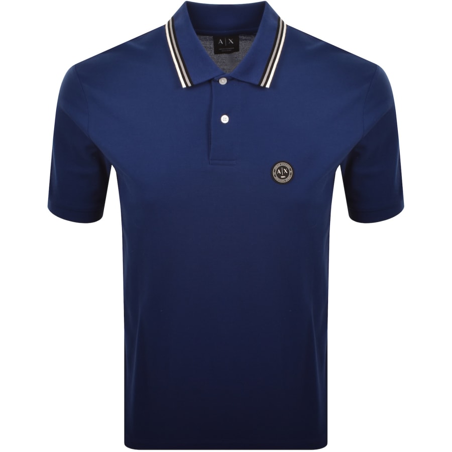 Image number 1 for Armani Exchange Tipped Polo T Shirt Blue