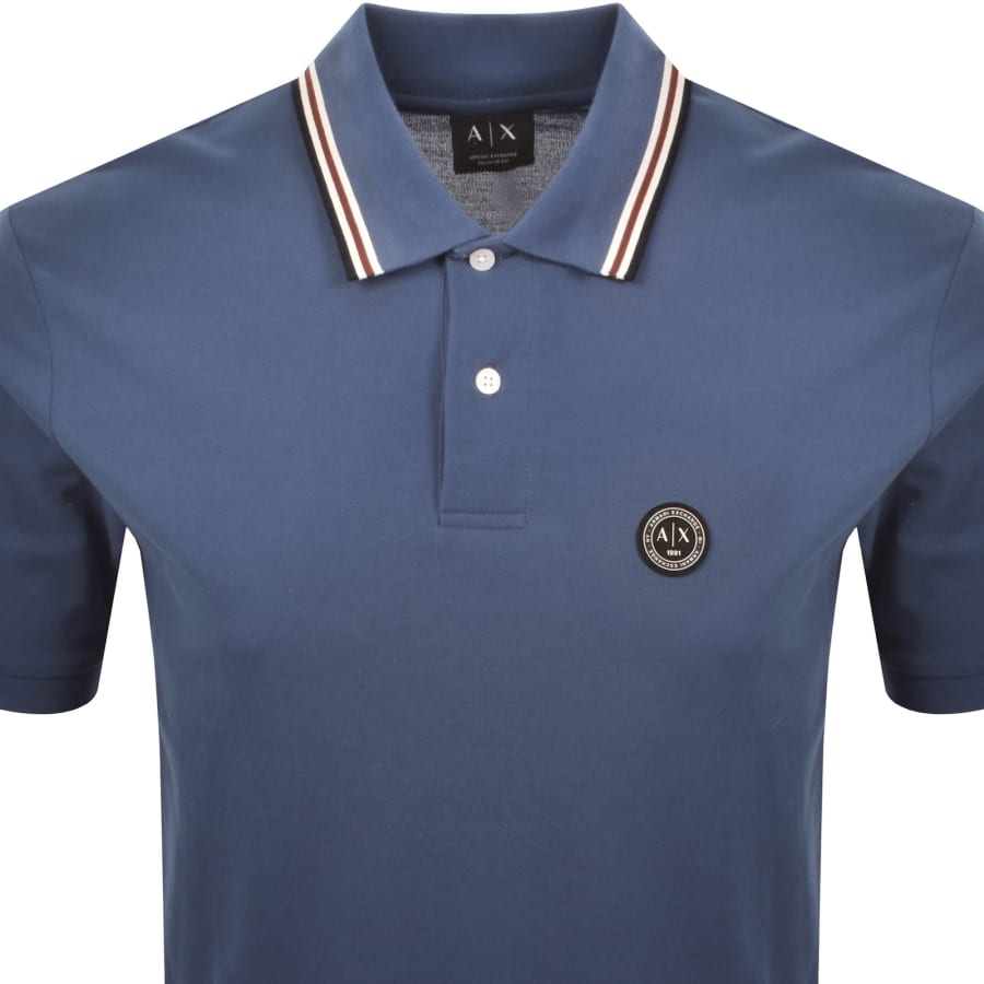 Image number 2 for Armani Exchange Tipped Polo T Shirt Blue