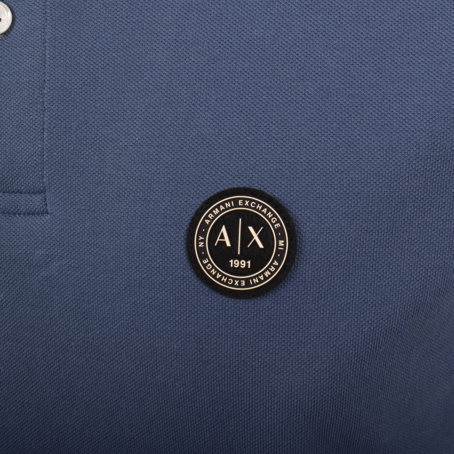 Image number 3 for Armani Exchange Tipped Polo T Shirt Blue