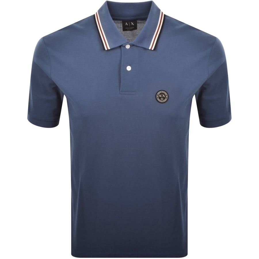 Image number 1 for Armani Exchange Tipped Polo T Shirt Blue