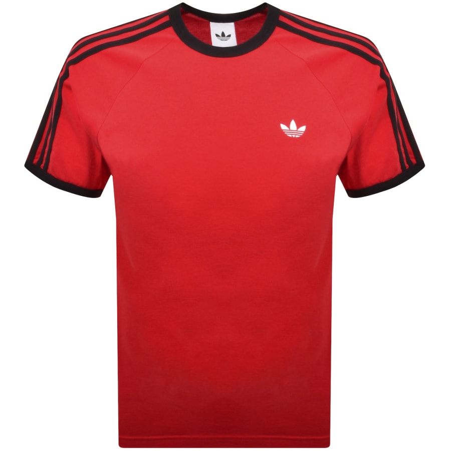 Image number 1 for adidas Three Stripes T Shirt Red