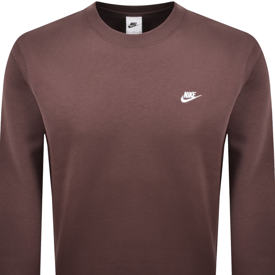 Image number 2 for Nike Crew Neck Club Sweatshirt Brown