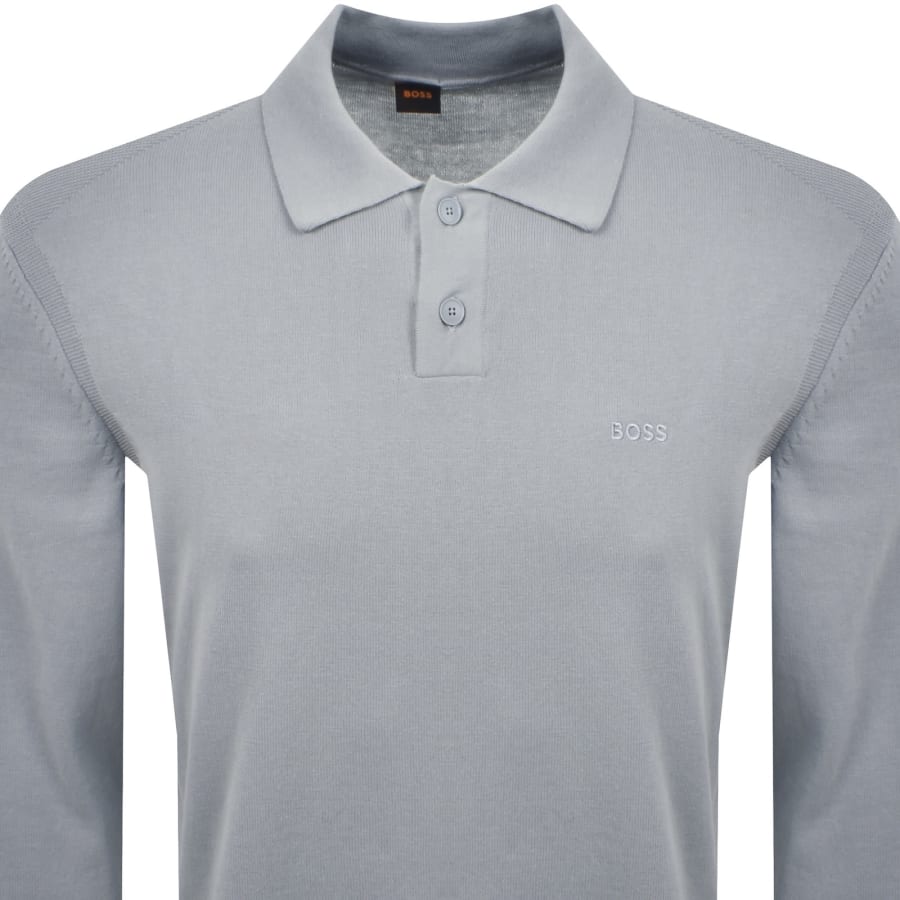 Image number 2 for BOSS Asac P Knit Long Sleeve Polo T Shirt Blue