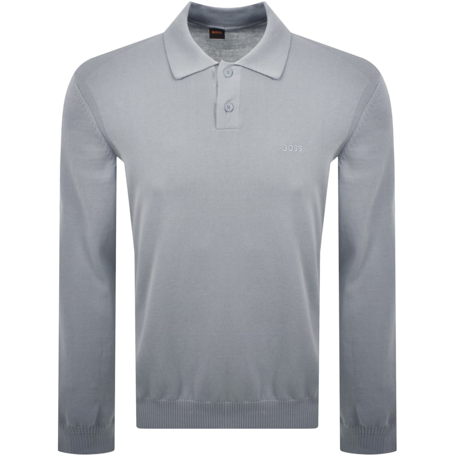 Image number 1 for BOSS Asac P Knit Long Sleeve Polo T Shirt Blue
