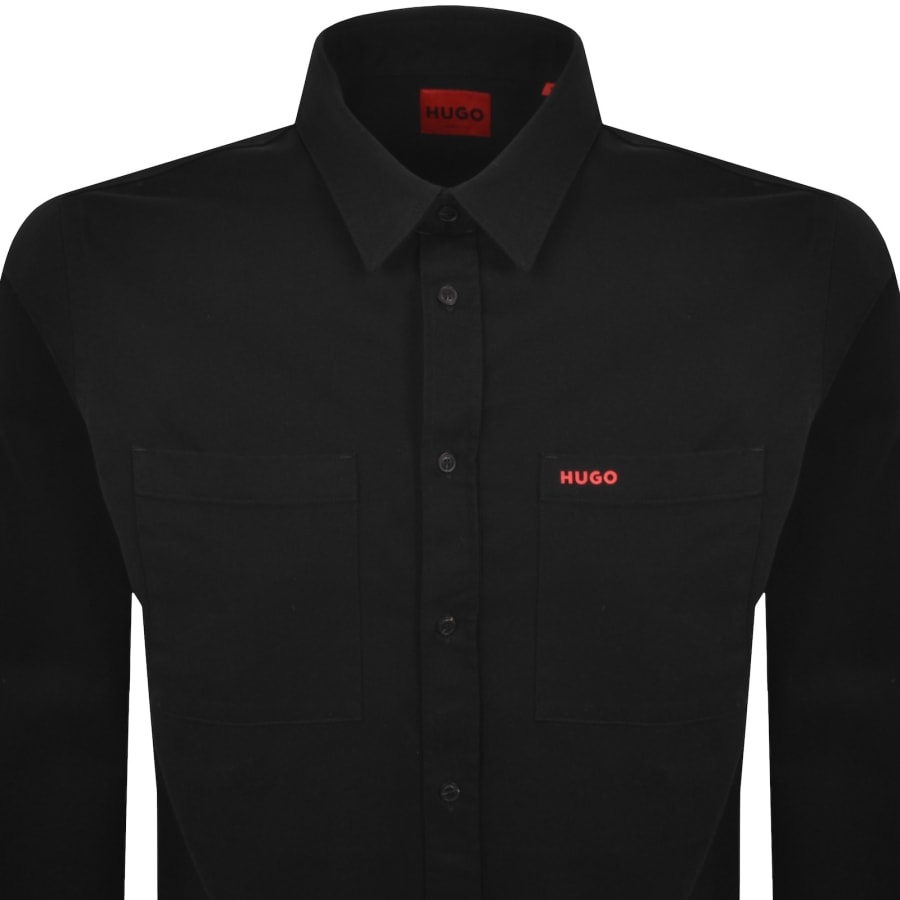 Image number 2 for HUGO Straight Fit Egrin Shirt Black