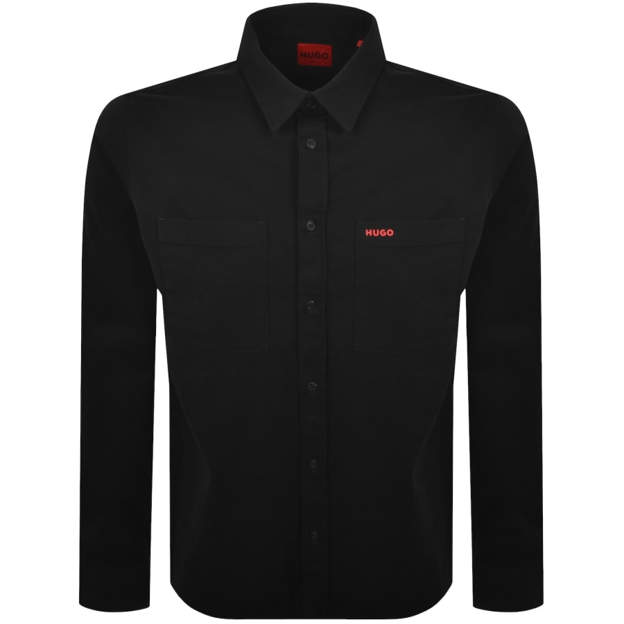 Image number 1 for HUGO Straight Fit Egrin Shirt Black