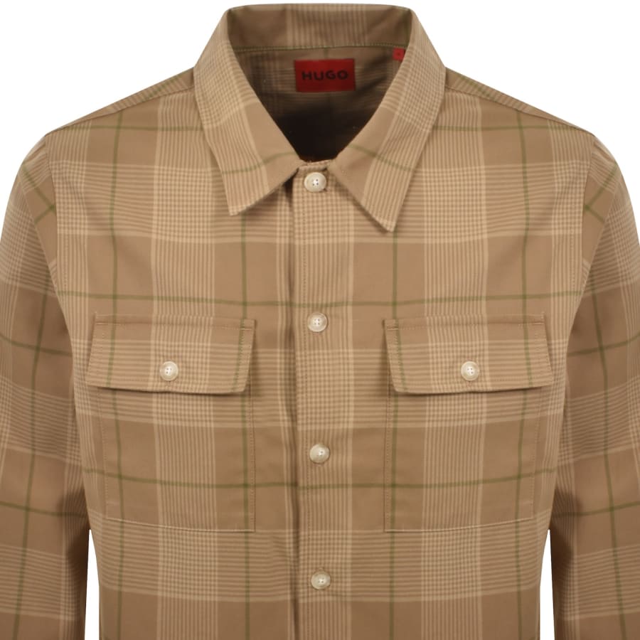 Image number 2 for HUGO Check Ernio Shirt Beige