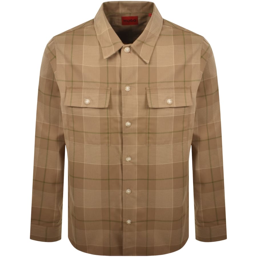 Image number 1 for HUGO Check Ernio Shirt Beige