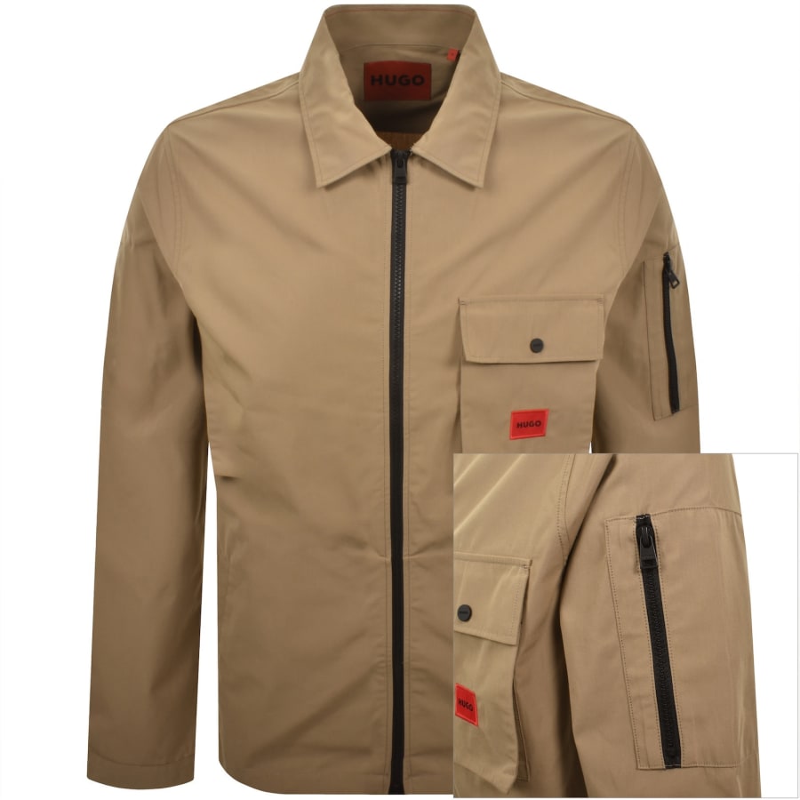 Image number 1 for HUGO Emmond Overshirt Beige