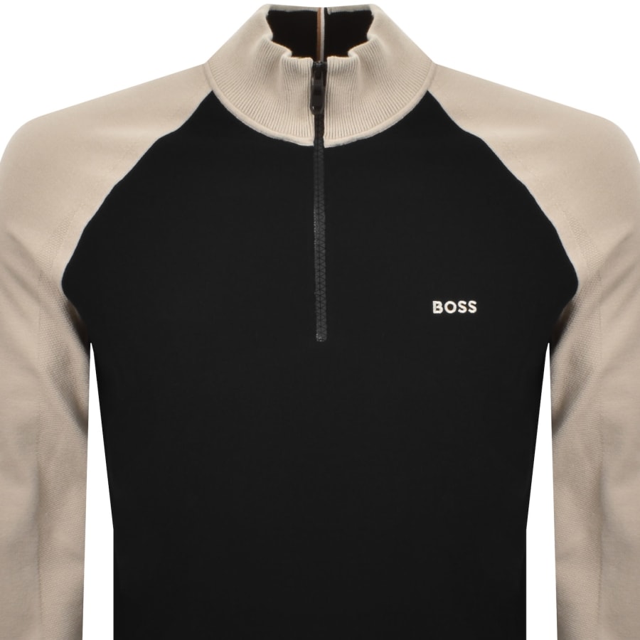 Image number 2 for BOSS GOC Swing Quarter Zip Knit Jumper Black