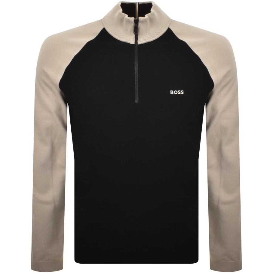 Image number 1 for BOSS GOC Swing Quarter Zip Knit Jumper Black