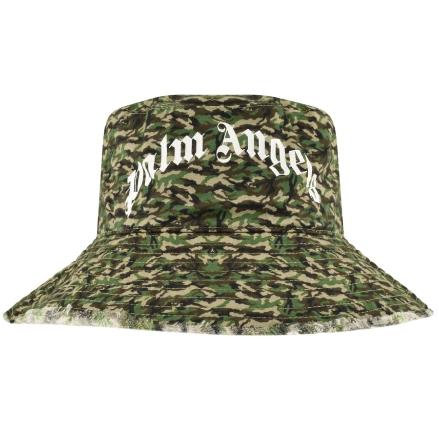 Image number 1 for Palm Angels Camo Fisherman Hat Green