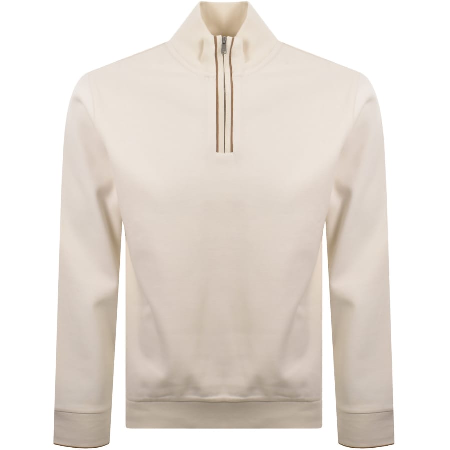 Image number 1 for BOSS H Sidney 80 Quarter Zip Sweatshirt Cream