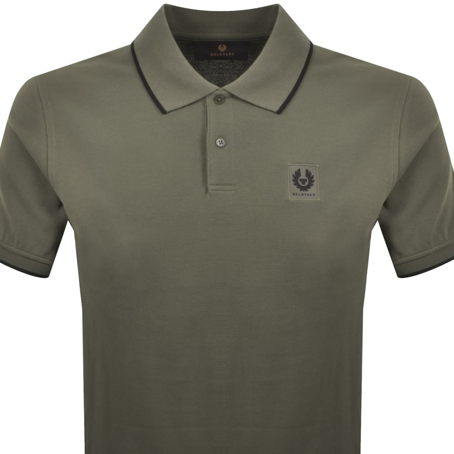 Image number 2 for Belstaff Tipped Polo T Shirt Khaki Green