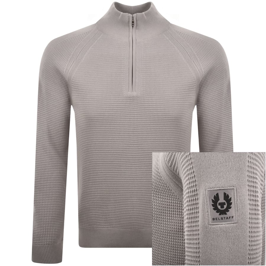 Image number 1 for Belstaff Bradwell Quarter Zip Jumper Grey