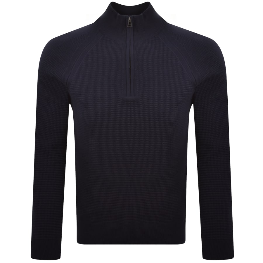 Image number 2 for Belstaff Bradwell Quarter Zip Jumper Navy