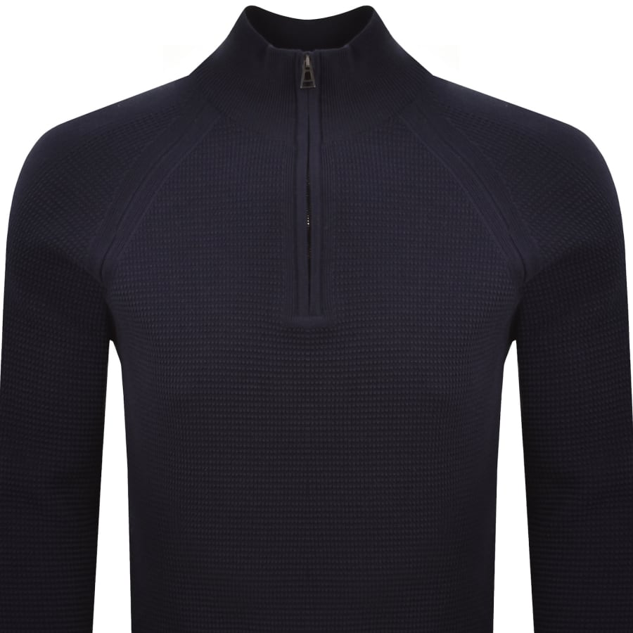 Image number 3 for Belstaff Bradwell Quarter Zip Jumper Navy