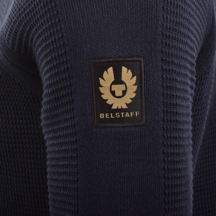 Image number 4 for Belstaff Bradwell Quarter Zip Jumper Navy