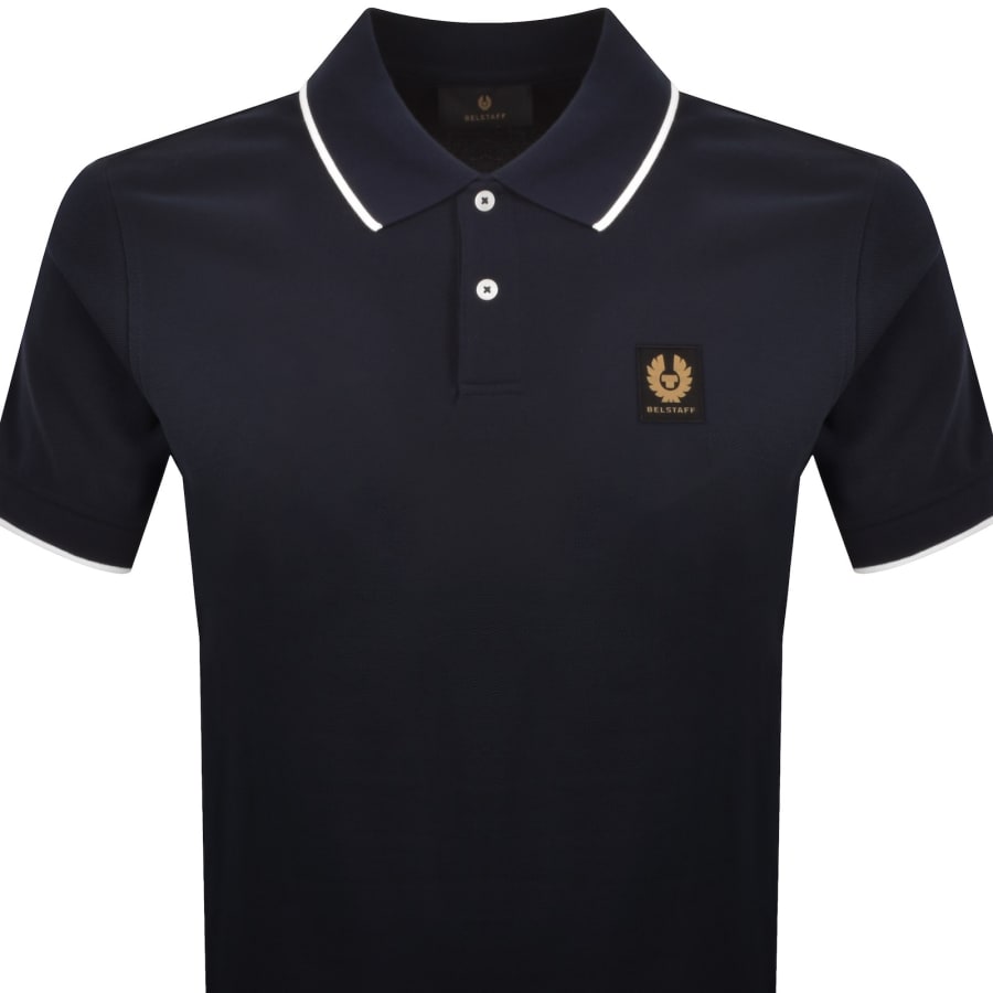 Image number 2 for Belstaff Tipped Polo T Shirt Dark Ink Navy