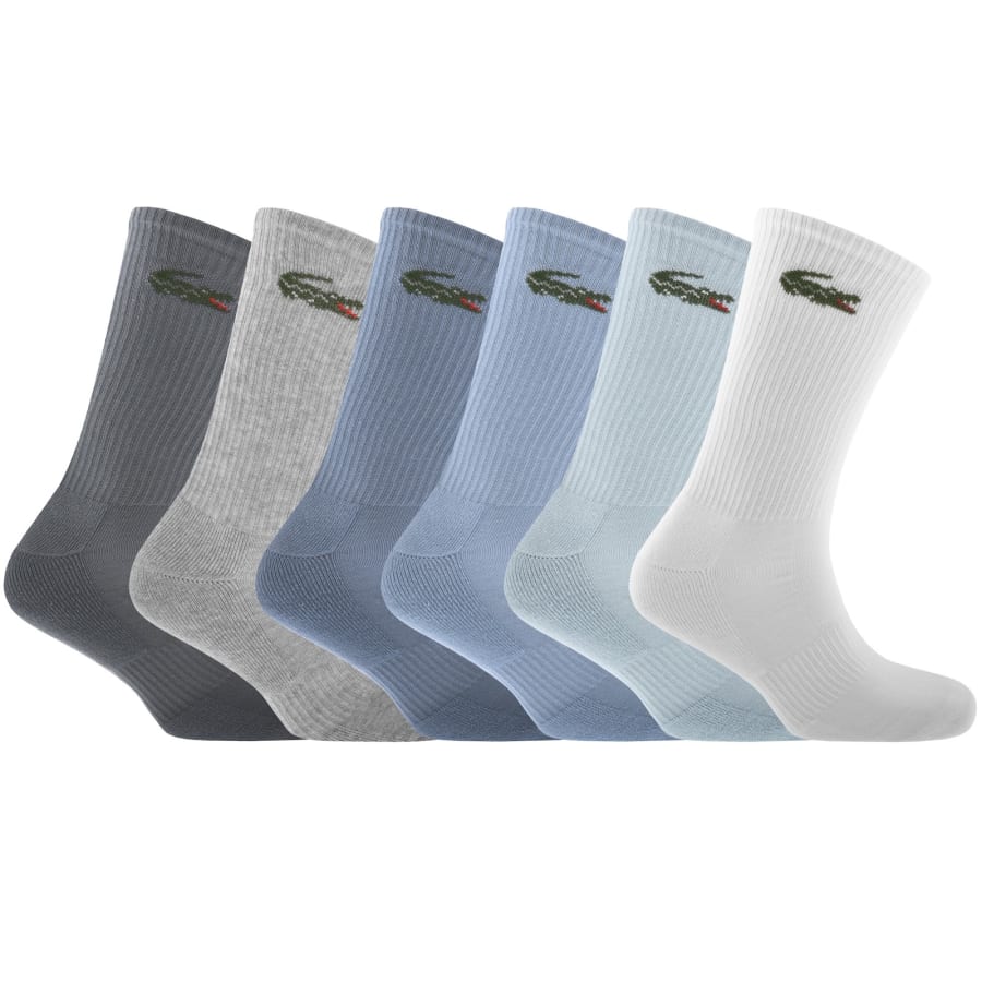 Image number 1 for Lacoste 6 Pack Ribbed Crew Socks
