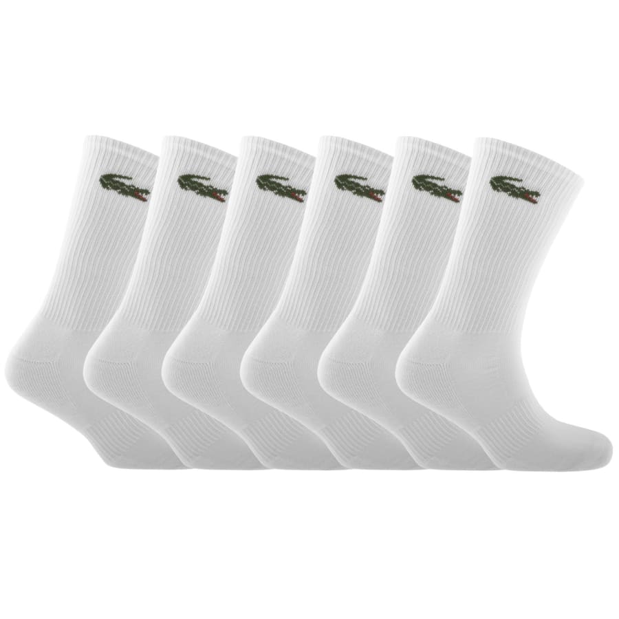 Image number 1 for Lacoste 6 Pack Sport Crew Socks White