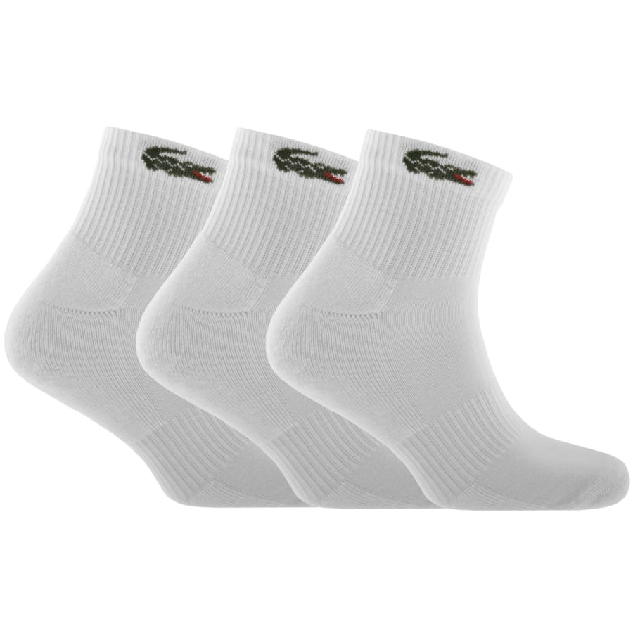 Image number 1 for Lacoste 3 Pack Ankle Socks White
