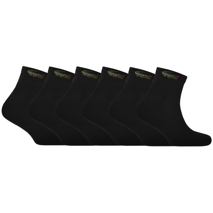 Image number 1 for Lacoste 6 Pack Ankle Socks Black
