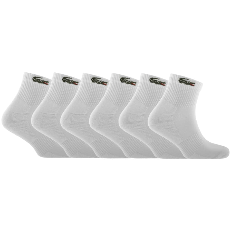 Image number 1 for Lacoste 6 Pack Ankle Socks White