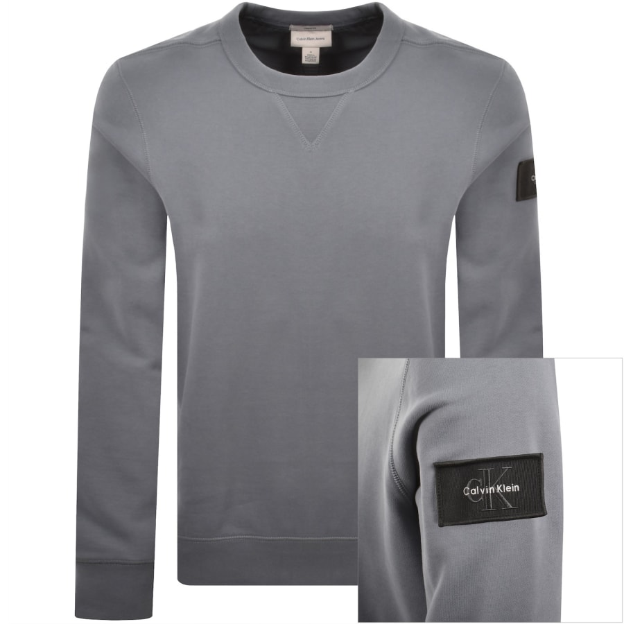 Image number 1 for Calvin Klein Jeans Terry Badge Sweatshirt Grey