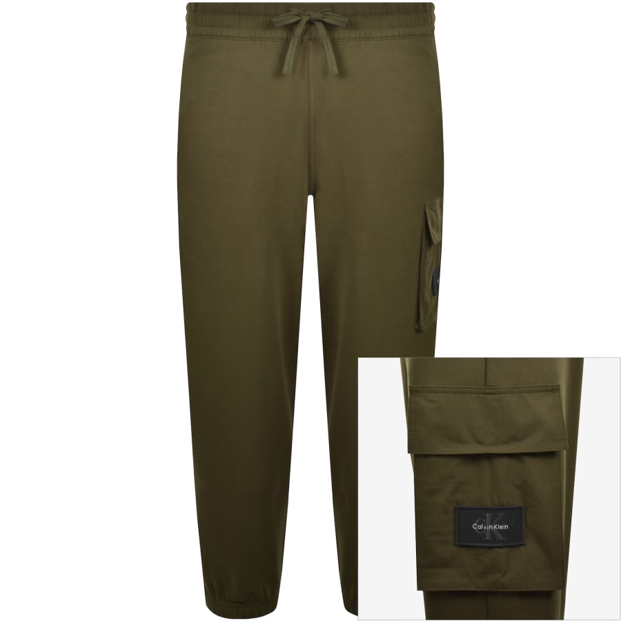 Image number 1 for Calvin Klein Jeans Terry Badge Joggers Green