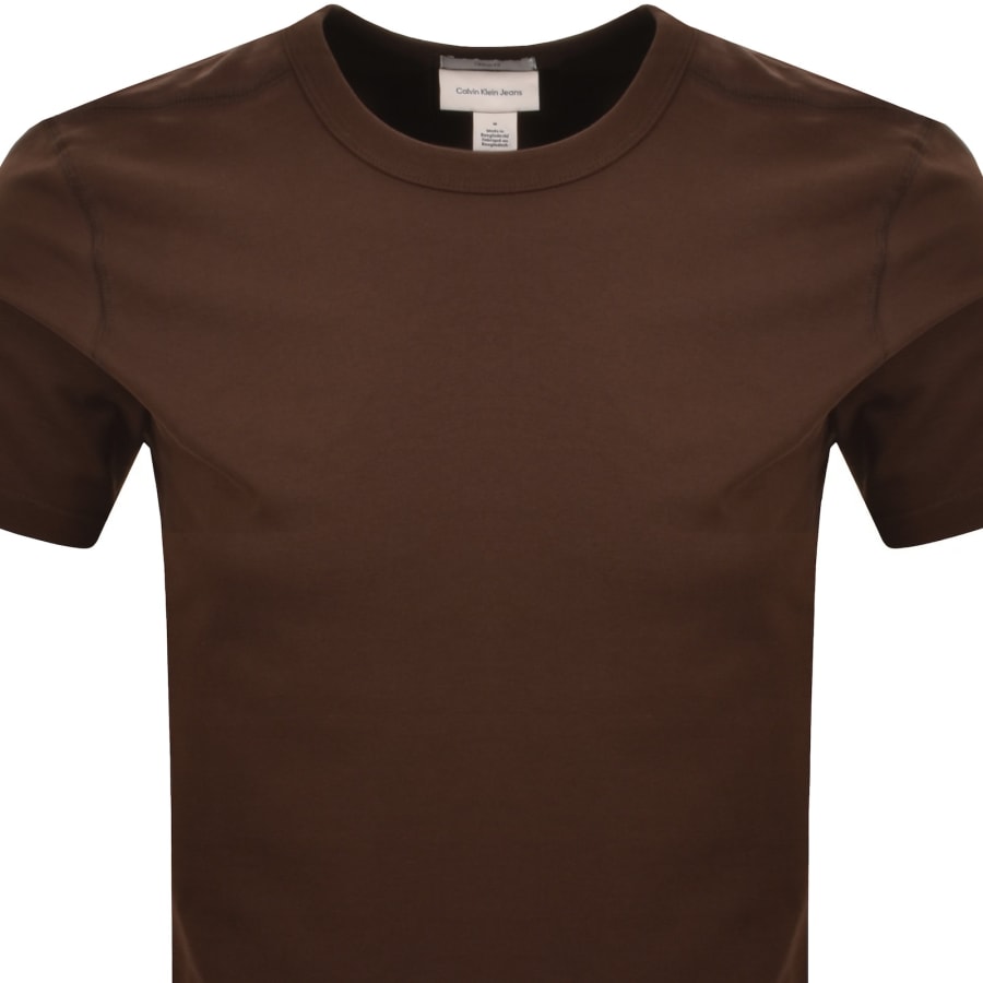 Image number 3 for Calvin Klein Jeans Sueded Badge T Shirt Brown