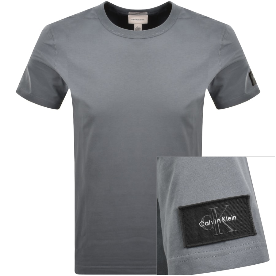 Image number 1 for Calvin Klein Jeans Sueded Badge T Shirt Blue