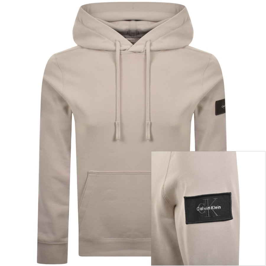Image number 1 for Calvin Klein Jeans Badge Hoodie Grey