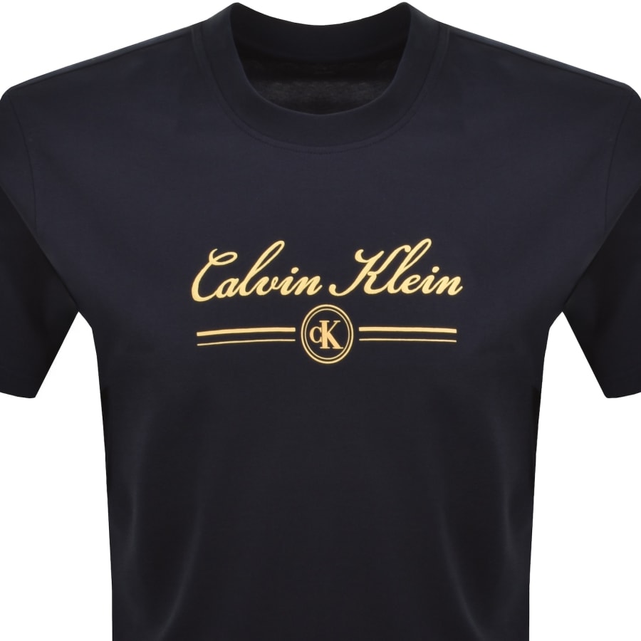 Image number 2 for Calvin Klein Jeans Script T Shirt Navy