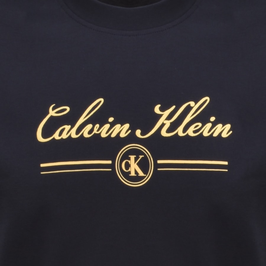 Image number 3 for Calvin Klein Jeans Script T Shirt Navy