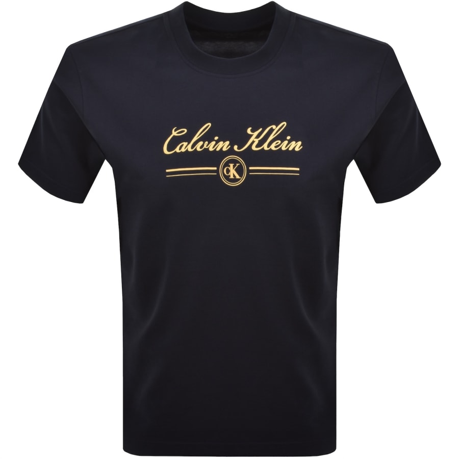 Image number 1 for Calvin Klein Jeans Script T Shirt Navy