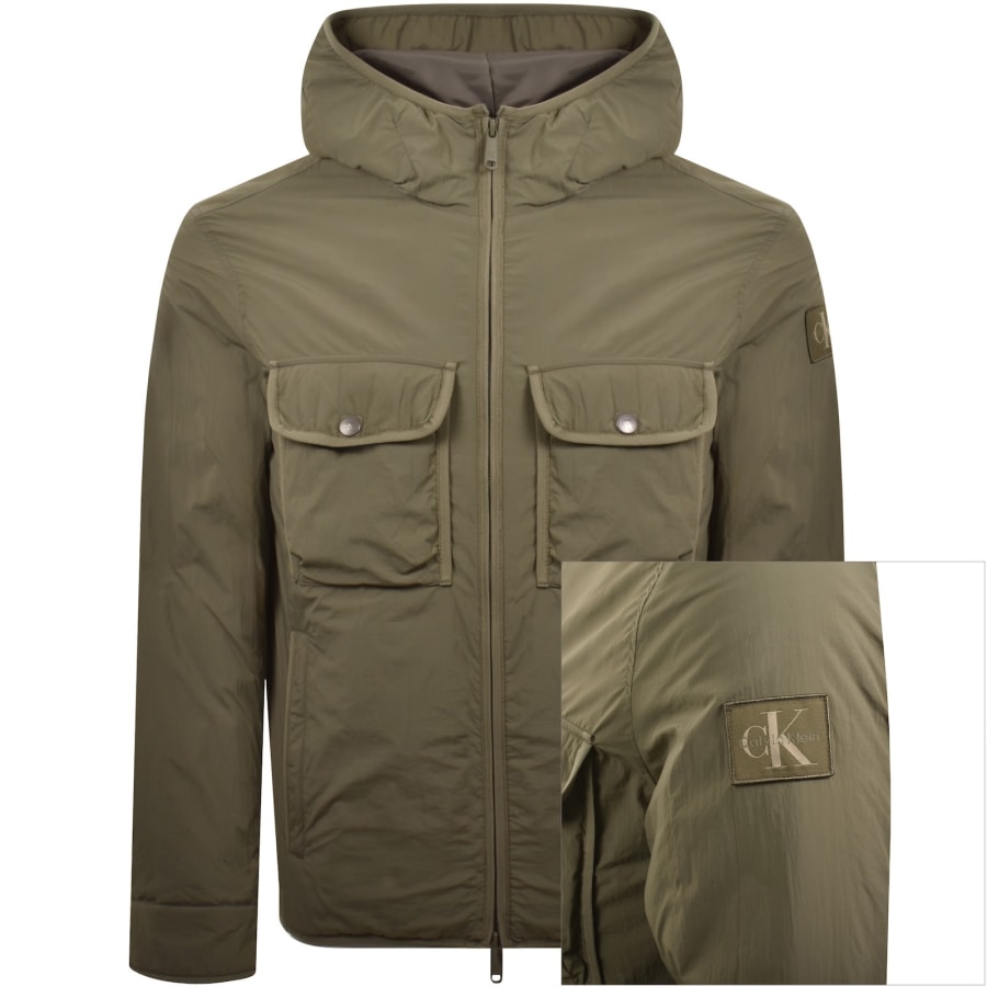 Image number 1 for Calvin Klein Jeans Crinkle Puffer Jacket Green