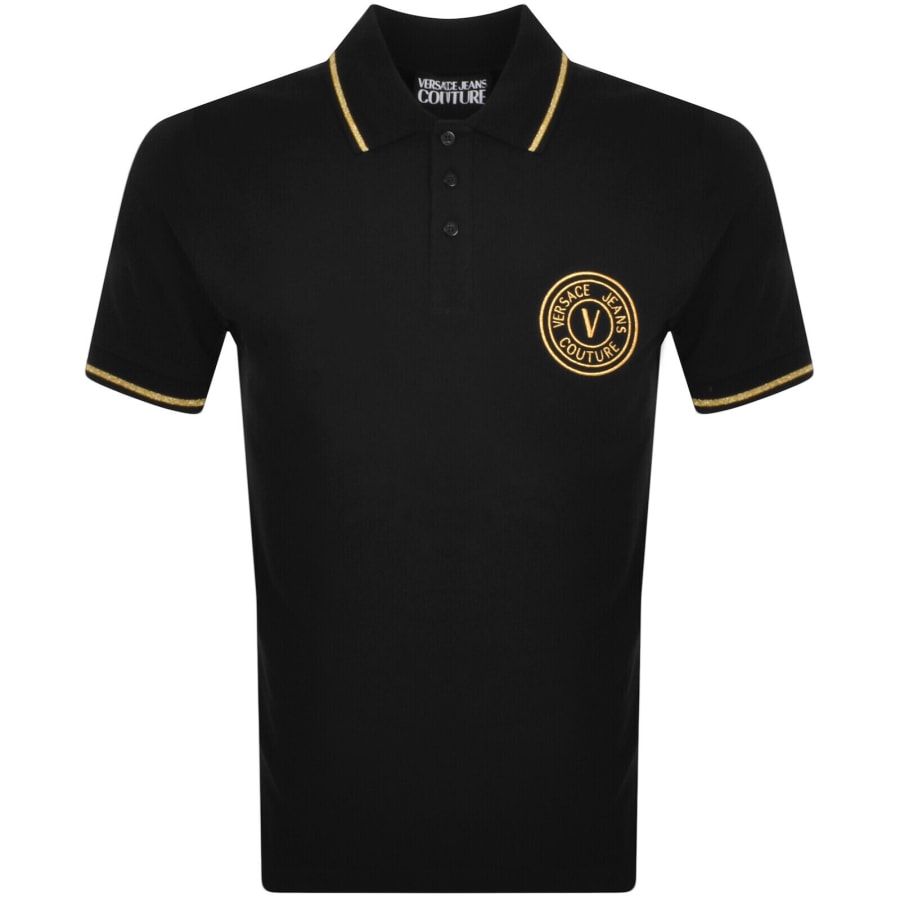 Image number 1 for Versace Jeans Couture V Emblem Polo T Shirt Black