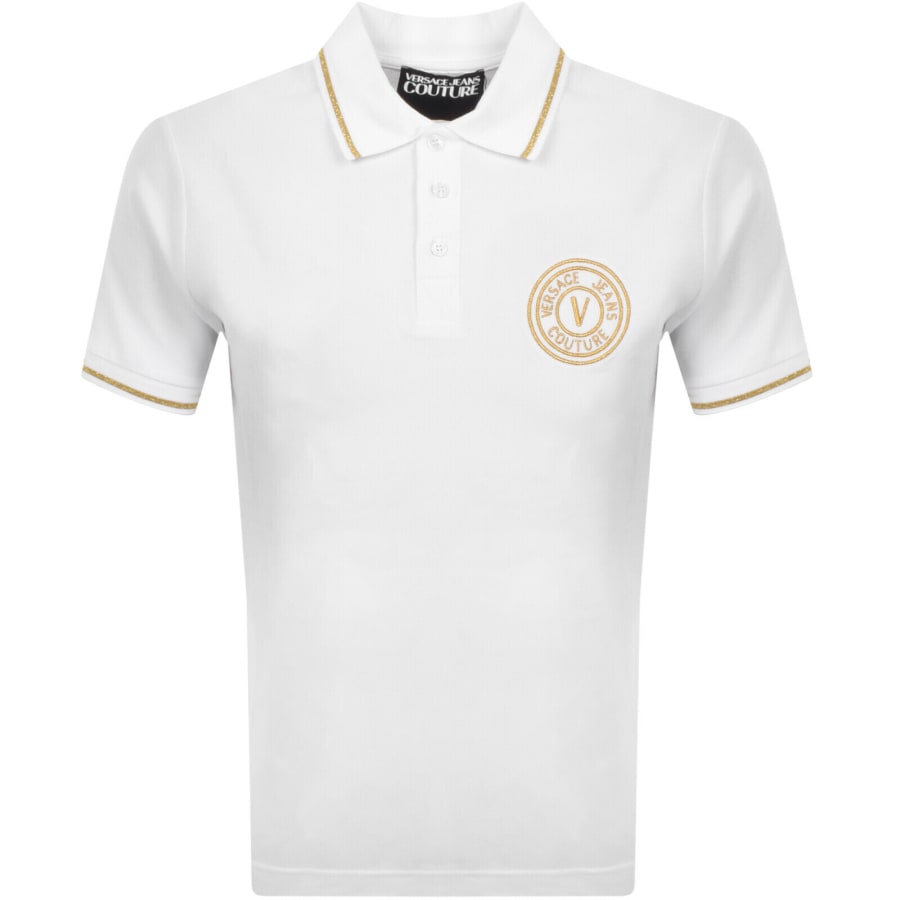Image number 1 for Versace Jeans Couture V Emblem Polo T Shirt White