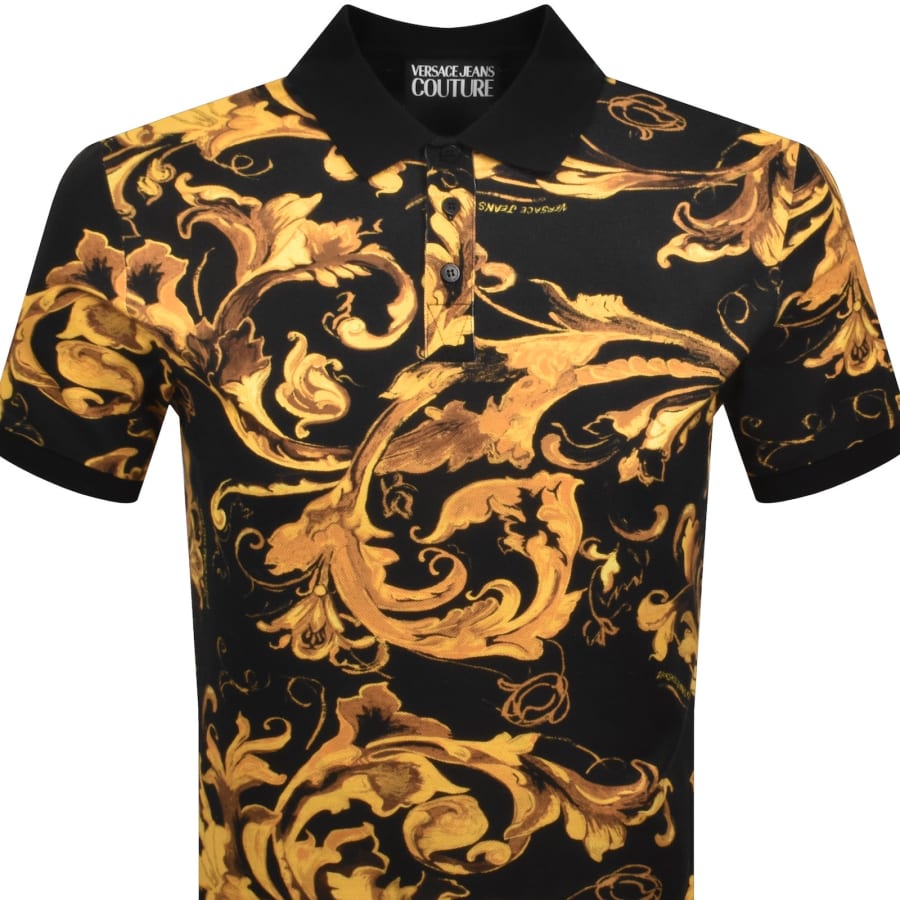 Image number 2 for Versace Jeans Couture Baroque Polo T Shirt Black